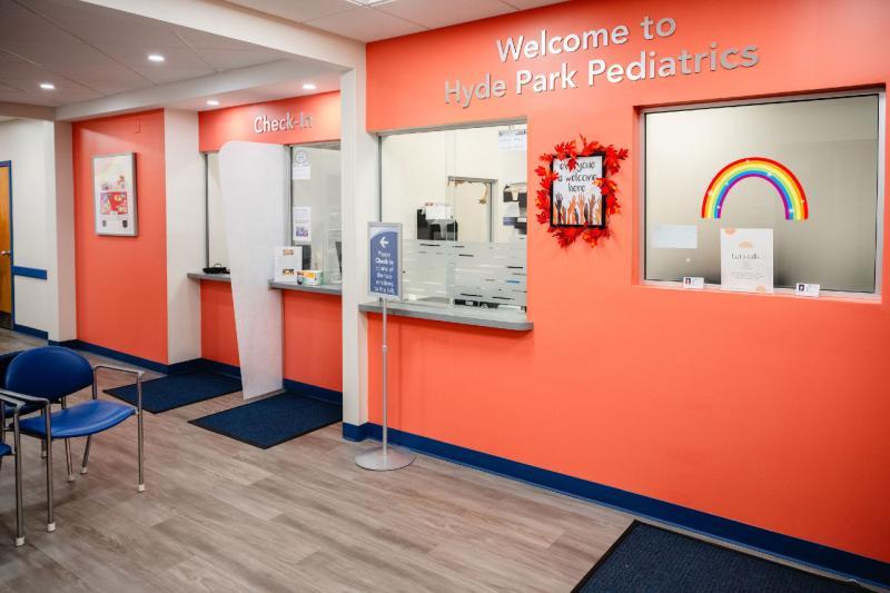 front desk of a pediatrician office